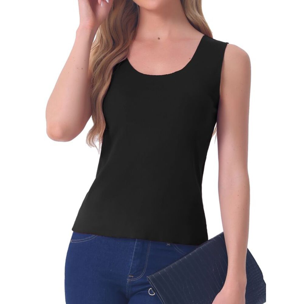 Plush Sleeveless Warm Thick Layer Camisole Fall Winter Tank Top Black